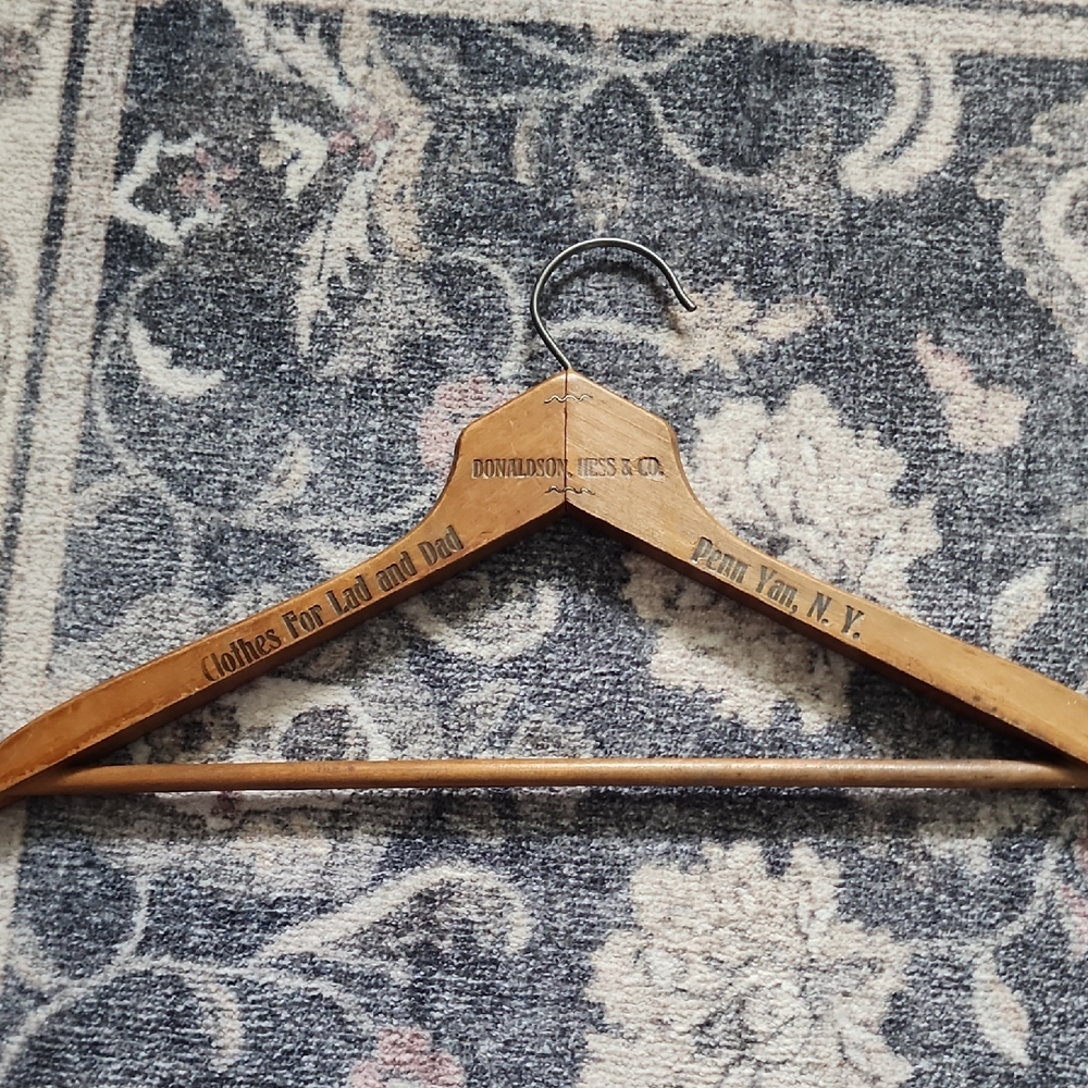 Vintage Wooden Donaldson, Hess & Co.  Clothes Hanger